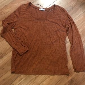 Orange Burn Out Long Sleeve Shir